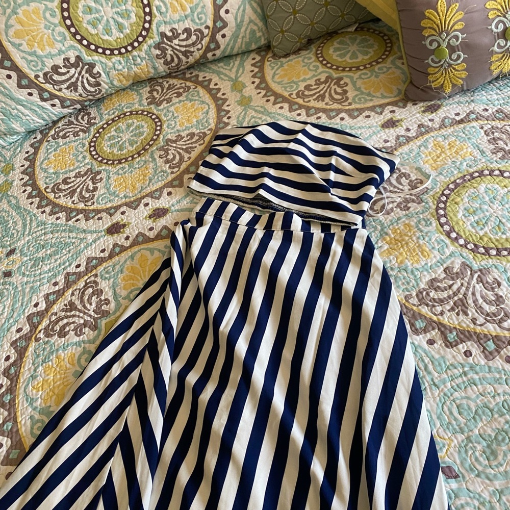 Petal & Pup Striped Navy and White Dress